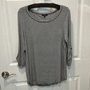 Cute, black and white striped tunic top size large